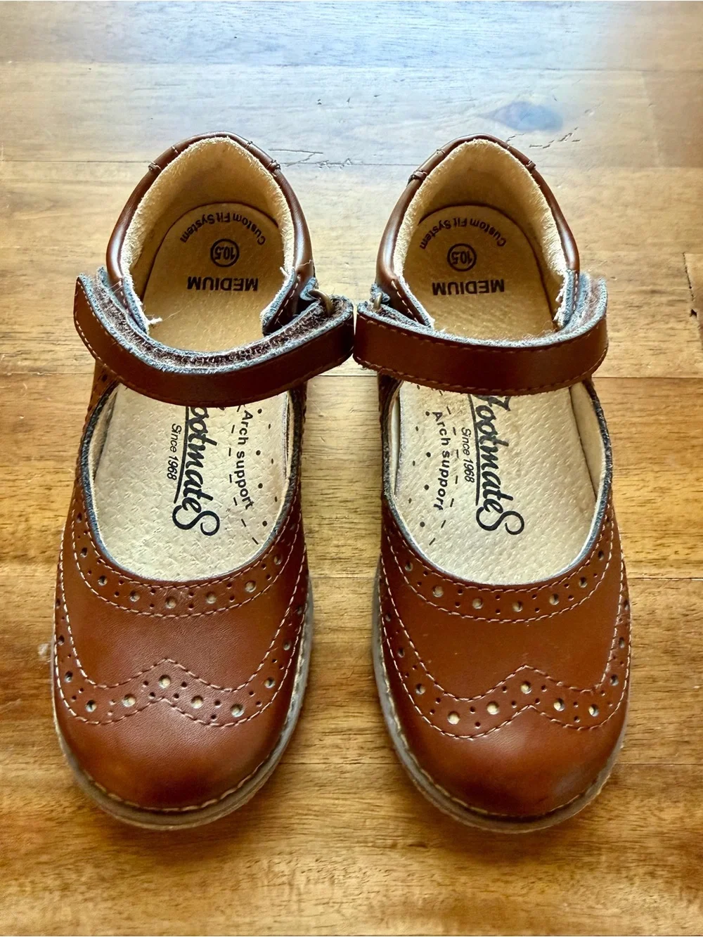 Footmates Girls Lydia Brown Leather Mary Jane Shoes Toddler Size 10.5